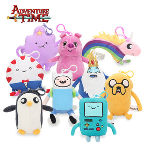 13-21cm Adventure Time Plush Keychain Toys Finn Jake Penguin Gunter Beemo BMO Soft Stuffed Animal Dolls Pendant Party Supplies